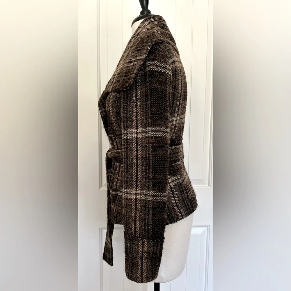 MNG Suit by Mango Plaid Belted Tweed Coat - Picture 4 of 7